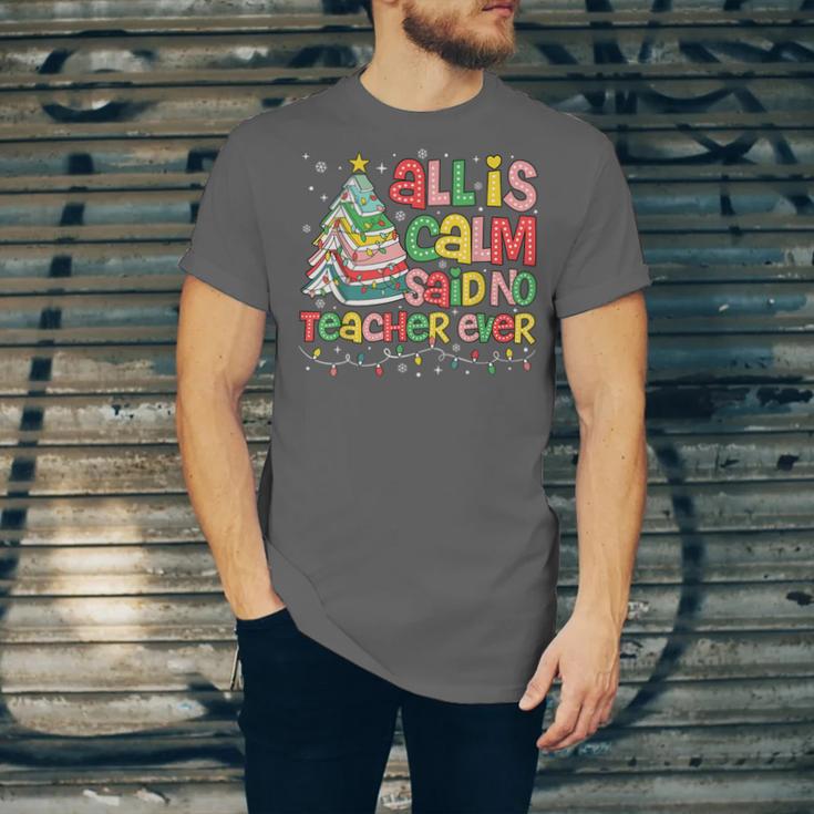 All Is Calm Said No Teacher Ever Book Christmas Tree Unisex Jersey T-Shirt