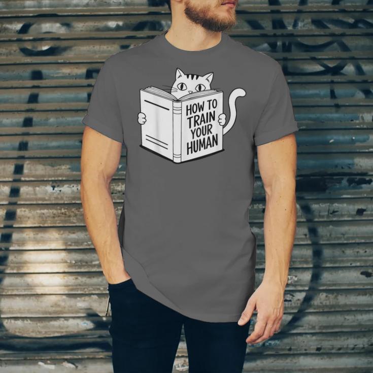 Cat Book Humor How To Train Your Human Unisex Jersey T-Shirt