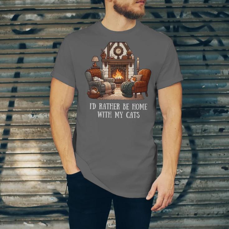 Cat Lover I'd Rather Be Home With My Cats Introvert Cozy Unisex Jersey T-Shirt Cat Lover I'd Rather Be Home With My Cats Introvert Cozy Unisex Jersey T-Shirt