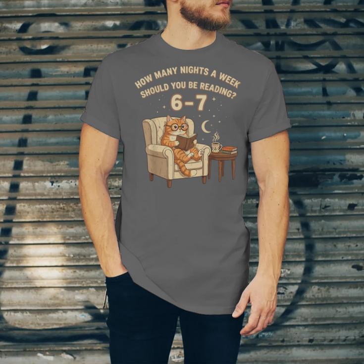 Cat Reading 6-7 Meme English Teacher Book Lover Humor Unisex Jersey T-Shirt