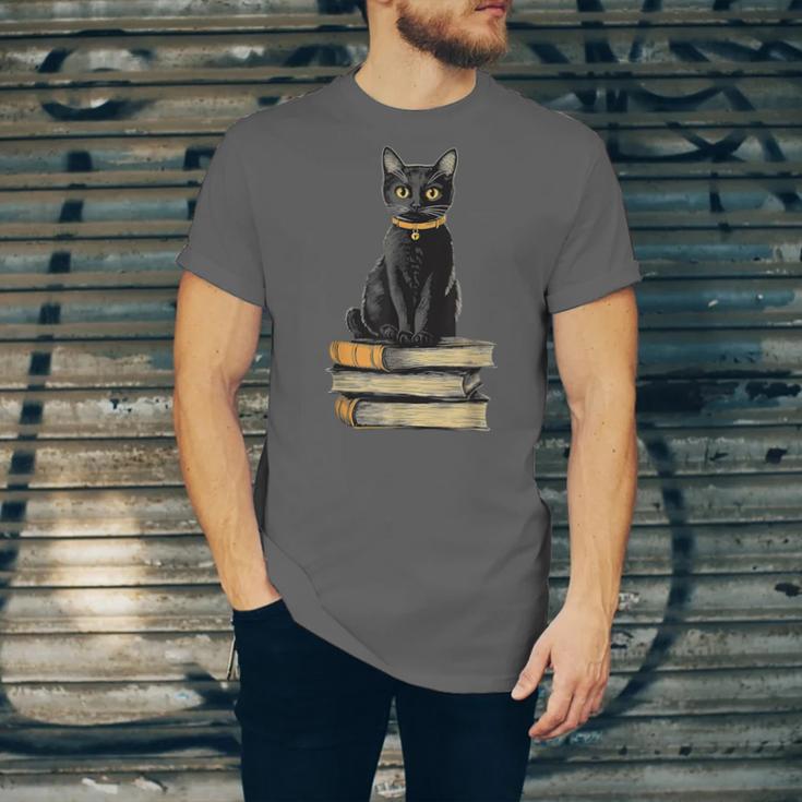 Cat Sitting On Books Unisex Jersey T-Shirt