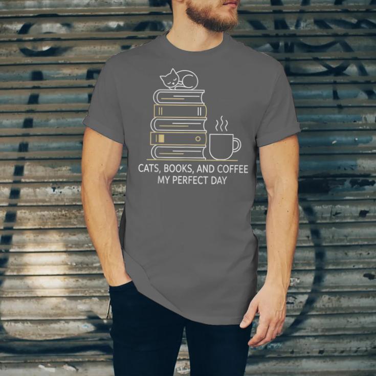 Cats Books And Coffee My Perfect Day Unisex Jersey T-Shirt