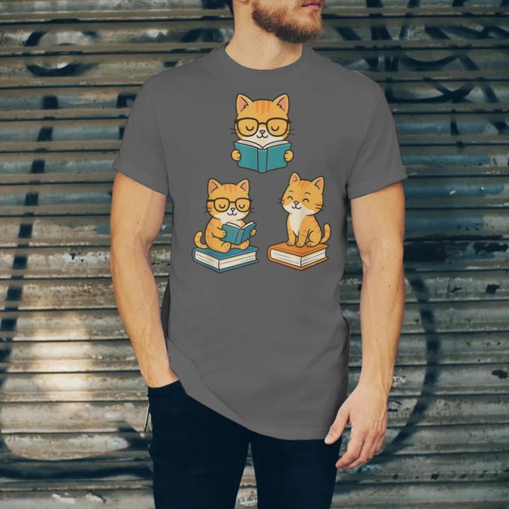 Cats Reading Book Lover Reading Bookworm Reader Unisex Jersey T-Shirt