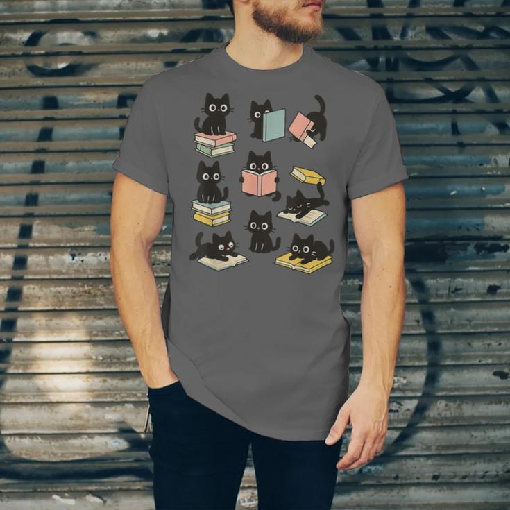 Cats Reading Books Cat Lover Unisex Jersey T-Shirt