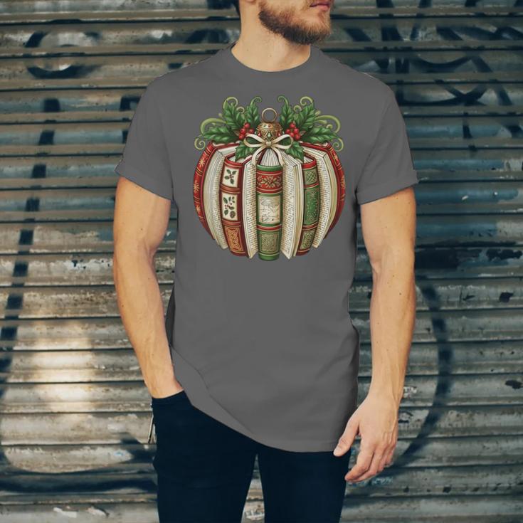 Christmas Book Ornament Bookworm Book Lover Men Women Unisex Jersey T-Shirt