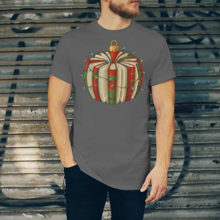 Christmas Book Ornament Lights Holiday Reading Lover Teacher Unisex Jersey T-Shirt