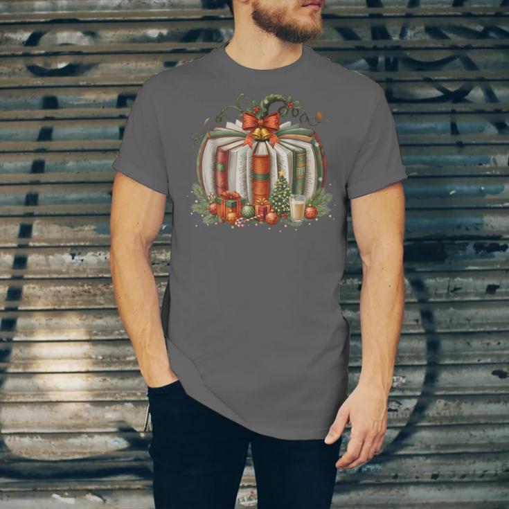 Christmas Book Pumpkin Reading Holiday Lovers Teacher Unisex Jersey T-Shirt Christmas Book Pumpkin Reading Holiday Lovers Teacher Unisex Jersey T-Shirt