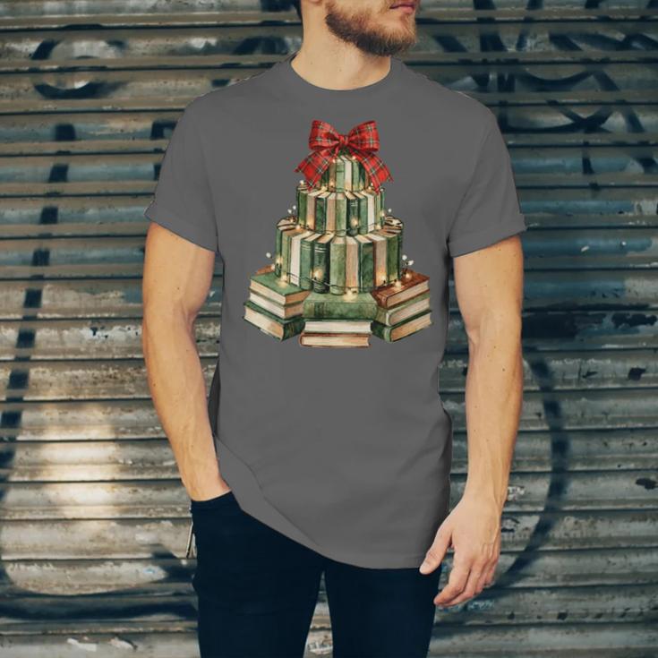 Christmas Book Tree Coquette Bow Xmas Reading Librarian Girl Unisex Jersey T-Shirt