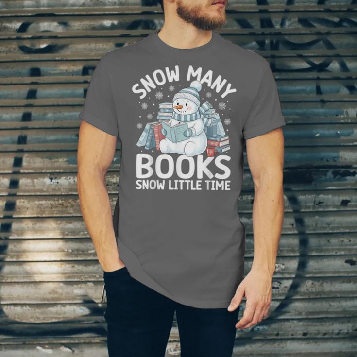 Christmas Reading Snowman So Many Books Men Women Kids Unisex Jersey T-Shirt