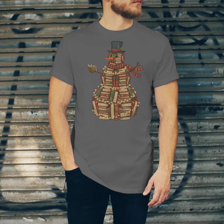 Christmas Snowman Made Of Books Holiday Reading Xmas Unisex Jersey T-Shirt Christmas Snowman Made Of Books Holiday Reading Xmas Unisex Jersey T-Shirt