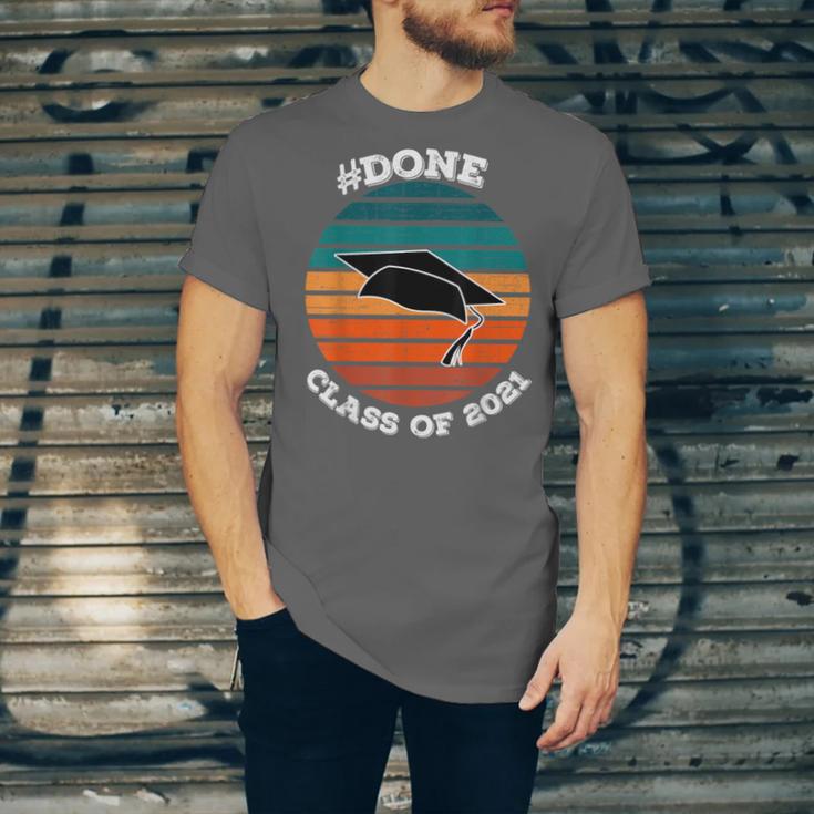 Class Of 2021 Done Senior Graduation Retro Sunset Unisex Jersey T-Shirt