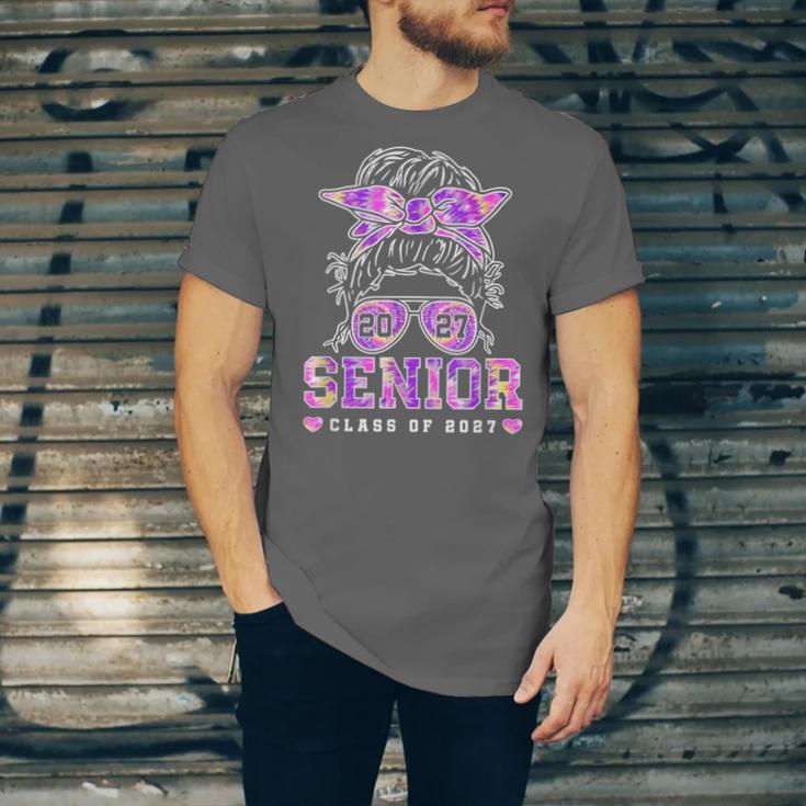 Class Of 2027 Senior Coquette Bow Messy Hair 26 Graduation Unisex Jersey T-Shirt