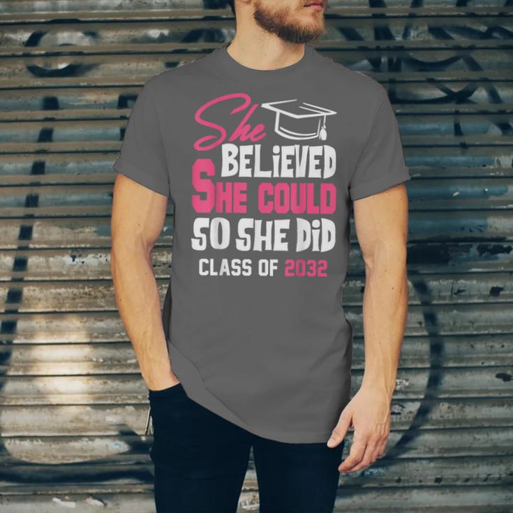 Class Of 2032 She Believed She Could Kids Graduation T-Shirt Unisex Jersey T-Shirt
