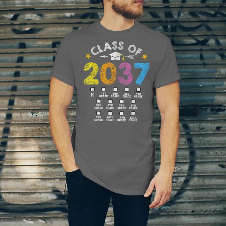 Class Of 2037 Grow With Me Checklist Graduation Unisex Jersey T-Shirt
