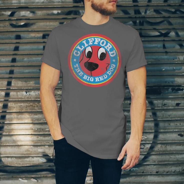 Clifford The Big Red Dog Round Distressed Logo Kids Books Unisex Jersey T-Shirt