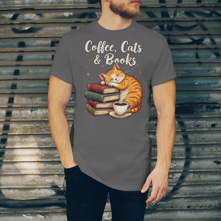 Coffee Cats & Books Lover For Women & Girls Coffee Unisex Jersey T-Shirt