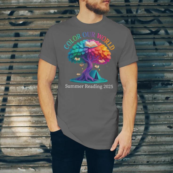 Color Our World Summer Reading 2025 Tree Book Lover Camping Unisex Jersey T-Shirt