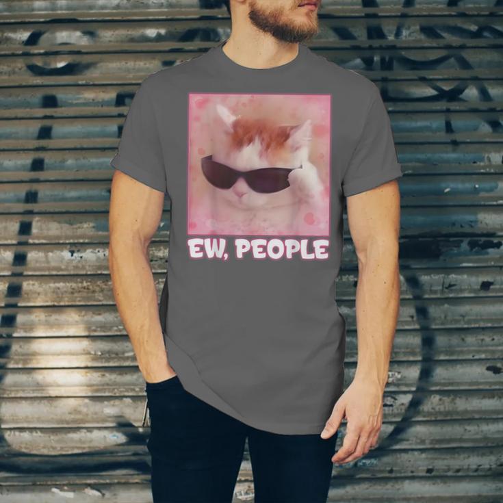 Cool Cat Meme Ew People Anti Social Introvert Cute Cat Unisex Jersey T-Shirt Cool Cat Meme Ew People Anti Social Introvert Cute Cat Unisex Jersey T-Shirt