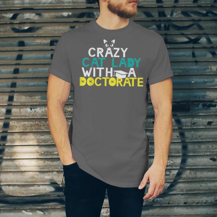 Crazy Cat Lady Doctorate Graduation T-Shirt Phd EdD Unisex Jersey T-Shirt