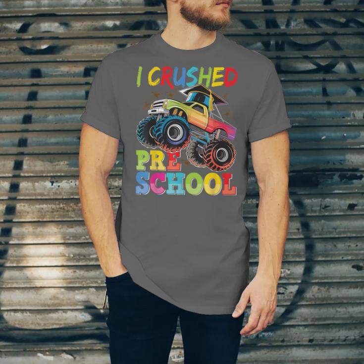 I Crushed Pre-K Monster Truck Graduation Preschool Grad 2025 Unisex Jersey T-Shirt