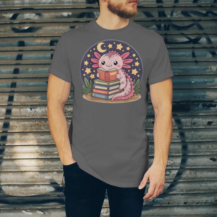 Cute Axolotl Reading Books Cozy Night Aesthetic Unisex Jersey T-Shirt Cute Axolotl Reading Books Cozy Night Aesthetic Unisex Jersey T-Shirt