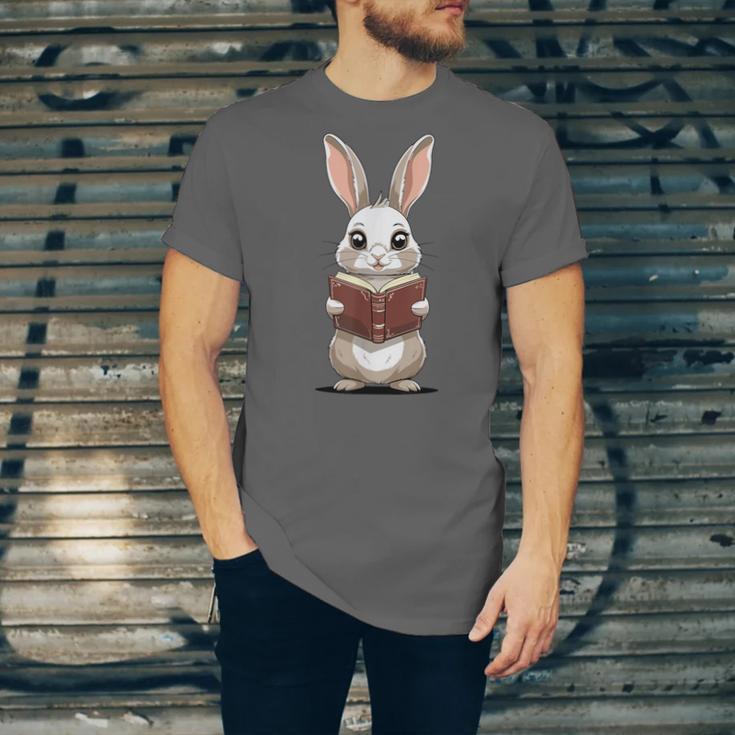 Cute Bookworm Bunny Reading For Kids And Teachers Unisex Jersey T-Shirt