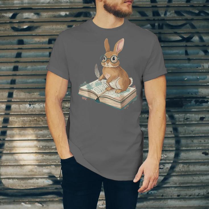 Cute Bunny Reading Book Glasses Bookworm Unisex Jersey T-Shirt
