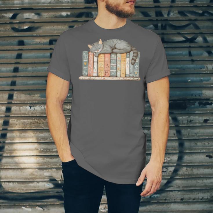 Cute Cat Sleeping On Books Unisex Jersey T-Shirt Cute Cat Sleeping On Books Unisex Jersey T-Shirt
