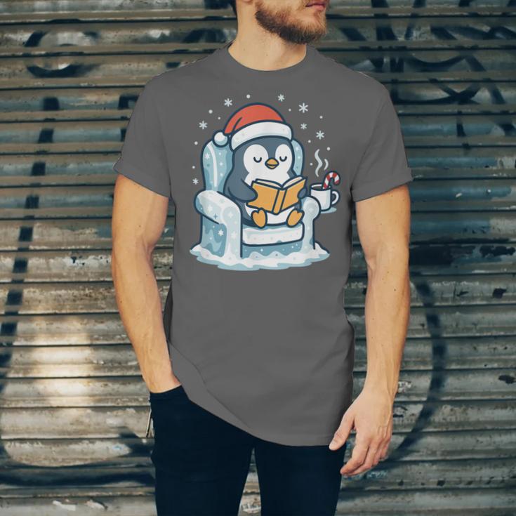 Cute Christmas Penguin Reading Book Cozy Winter Holiday Art Unisex Jersey T-Shirt Cute Christmas Penguin Reading Book Cozy Winter Holiday Art Unisex Jersey T-Shirt