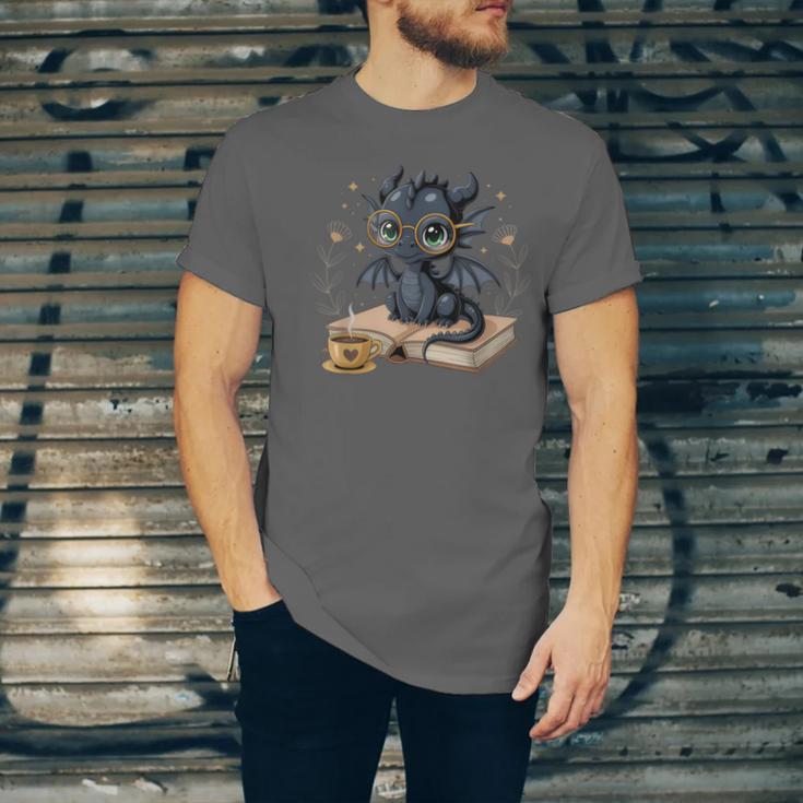 Cute Dragon Books Flower Bookworm Book Lover Unisex Jersey T-Shirt