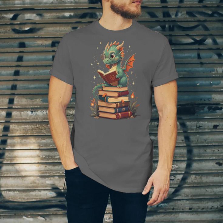 Cute Dragon Reading Book Bookworm Dragons And Books Unisex Jersey T-Shirt