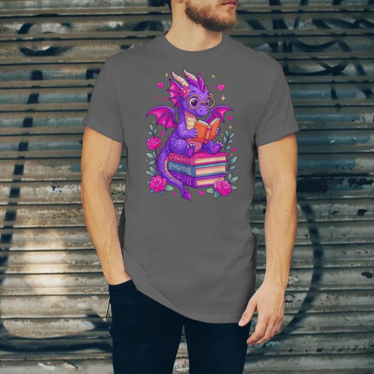 Cute Dragon Reading Books Bookworm Unisex Jersey T-Shirt Cute Dragon Reading Books Bookworm Unisex Jersey T-Shirt