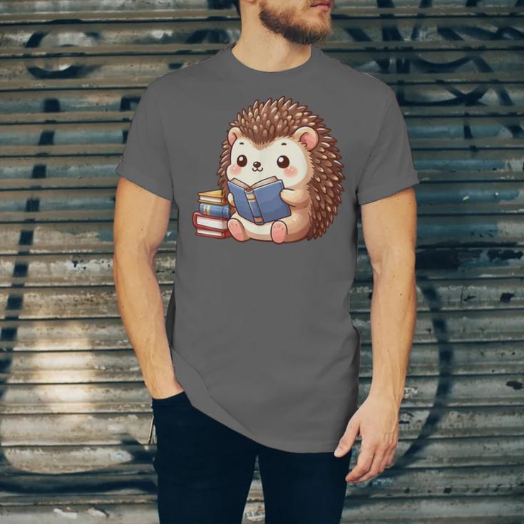 Cute Hedgehog Book Lover Readers Animal Reading Unisex Jersey T-Shirt