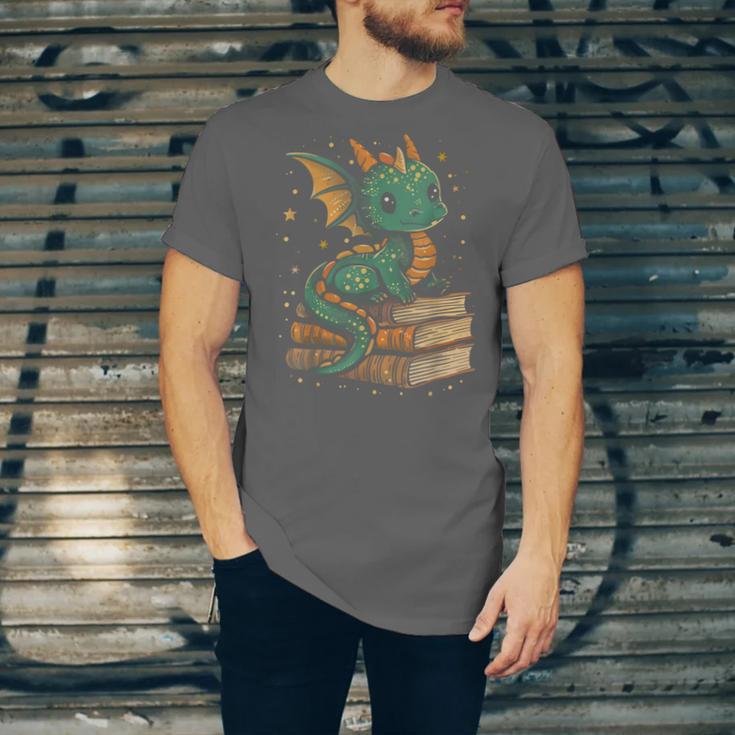 Cute Kawaii Dragon Fantasy Book Lover Book Nerd Unisex Jersey T-Shirt