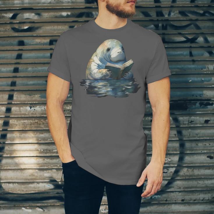 Cute Manatee Reading Book Bookworm Readers Manatee Lover Unisex Jersey T-Shirt Cute Manatee Reading Book Bookworm Readers Manatee Lover Unisex Jersey T-Shirt