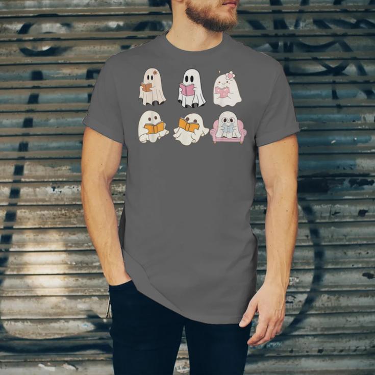 Cute Spooky Reading Book Halloween Fall Ghost Autumn Unisex Jersey T-Shirt