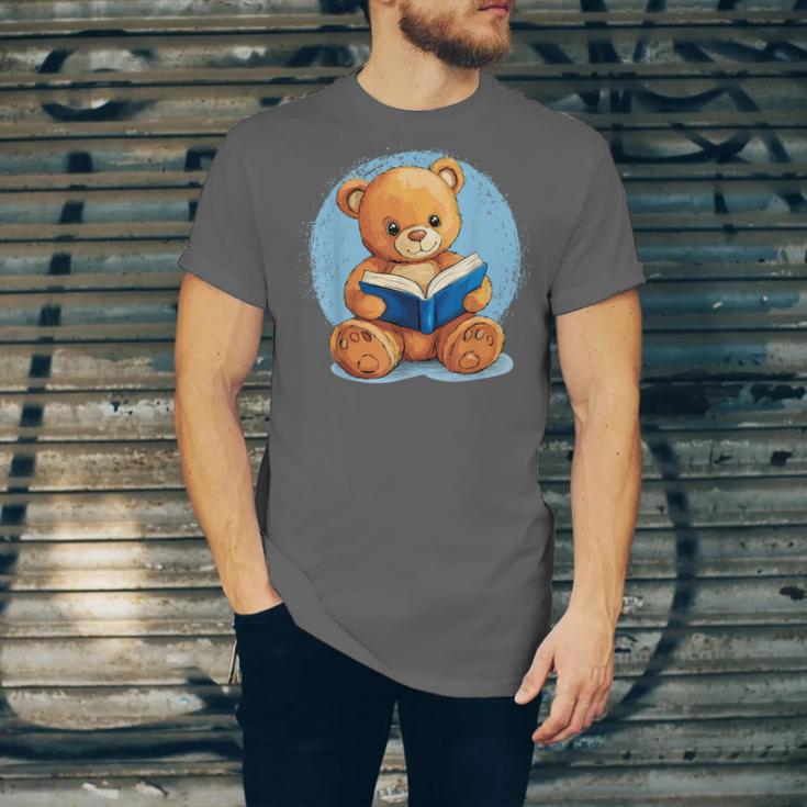 Cute Teddy Bear Reading Book Fun Unisex Jersey T-Shirt Cute Teddy Bear Reading Book Fun Unisex Jersey T-Shirt