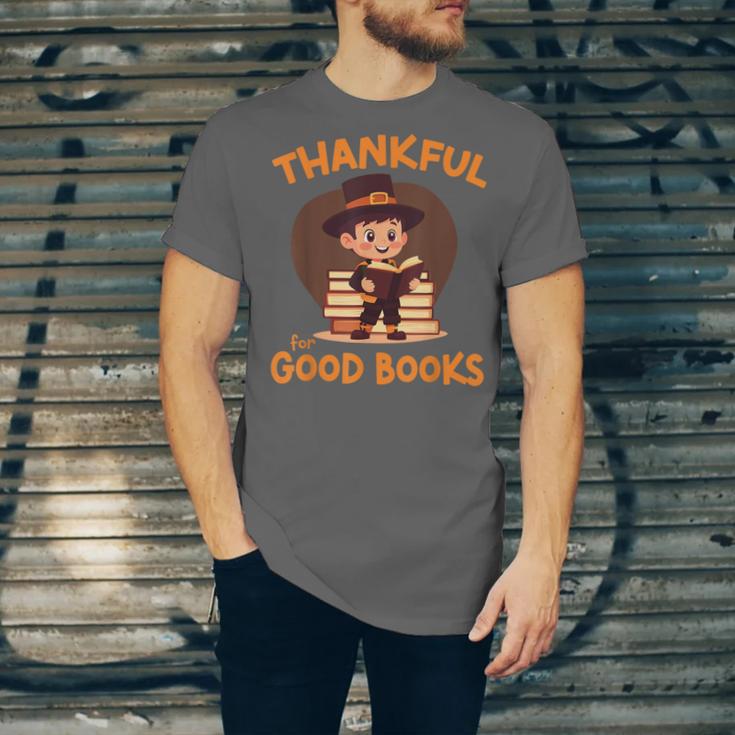 Cute Thanksgiving Teacher Librarian Thankful Reading Books Unisex Jersey T-Shirt