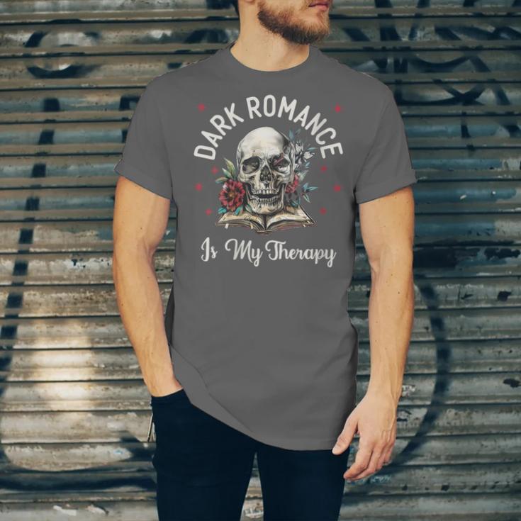 Dark Romance Is My Therapy Book Lover Merch Trigger Warning Unisex Jersey T-Shirt