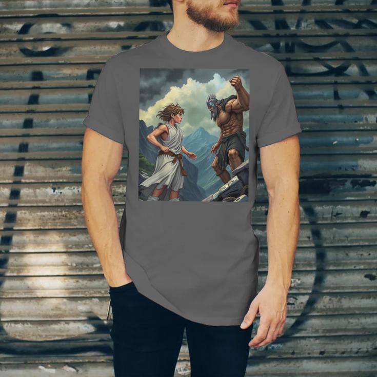 David And Goliath Bible Book Of Samuel King David Comic Unisex Jersey T-Shirt