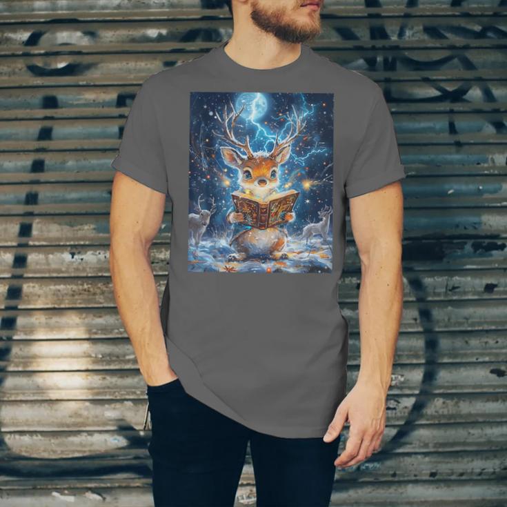 Deer Reads Book Women Girls Reindeer Unisex Jersey T-Shirt Deer Reads Book Women Girls Reindeer Unisex Jersey T-Shirt