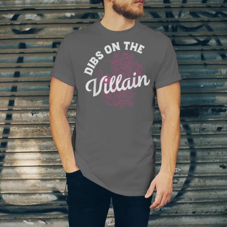 Dibs On The Villain Dark Romance Books Skeleton Morally Grey Unisex Jersey T-Shirt