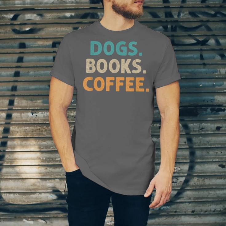 Dogs Books Coffee Book Lover Dogs Coffee Unisex Jersey T-Shirt