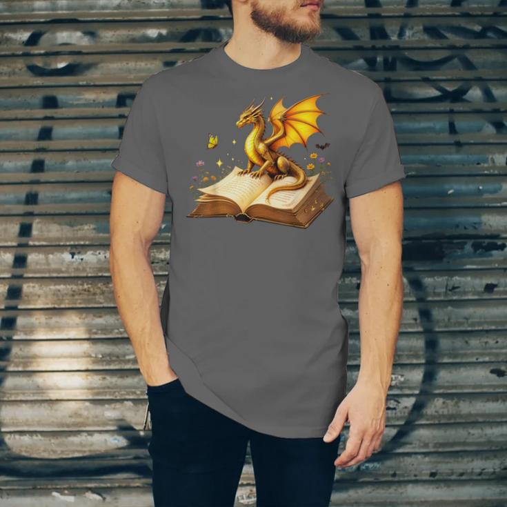 Dragon Fantasy Book Lover Bookish Reader Bookworm Wildflower Unisex Jersey T-Shirt