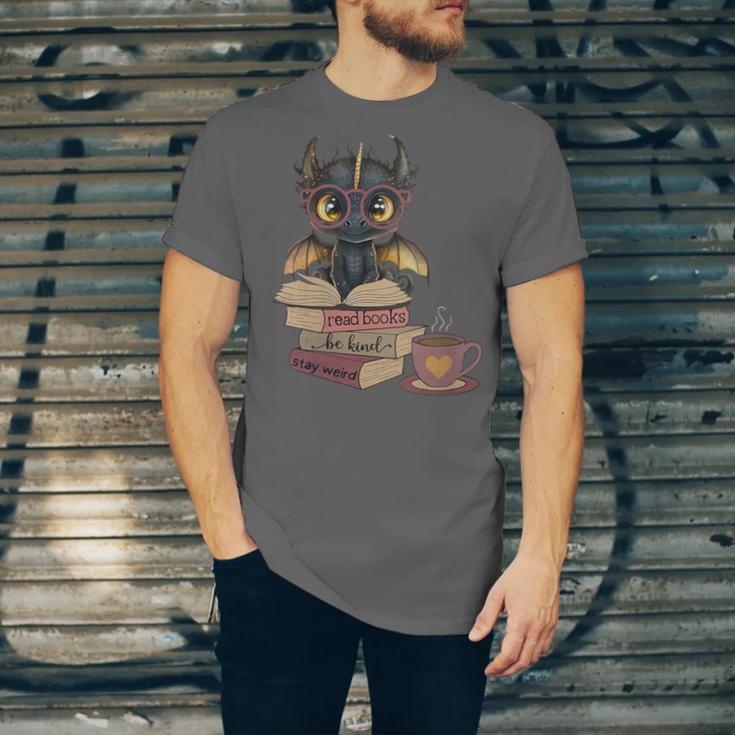 Dragon Read Books Be Kind Stay Weird Book Lover Unisex Jersey T-Shirt