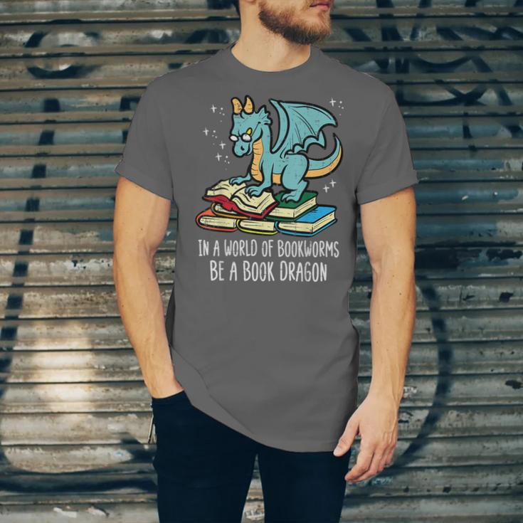 Be A Dragon Read Reading Book Librarian Men Women Kids Unisex Jersey T-Shirt