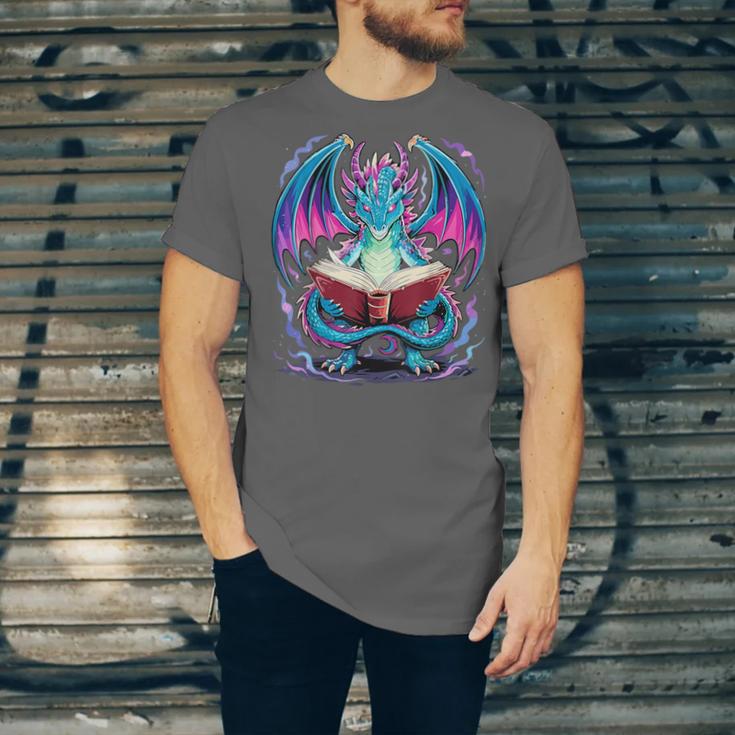 Dragon Reading Book Lover Unisex Jersey T-Shirt