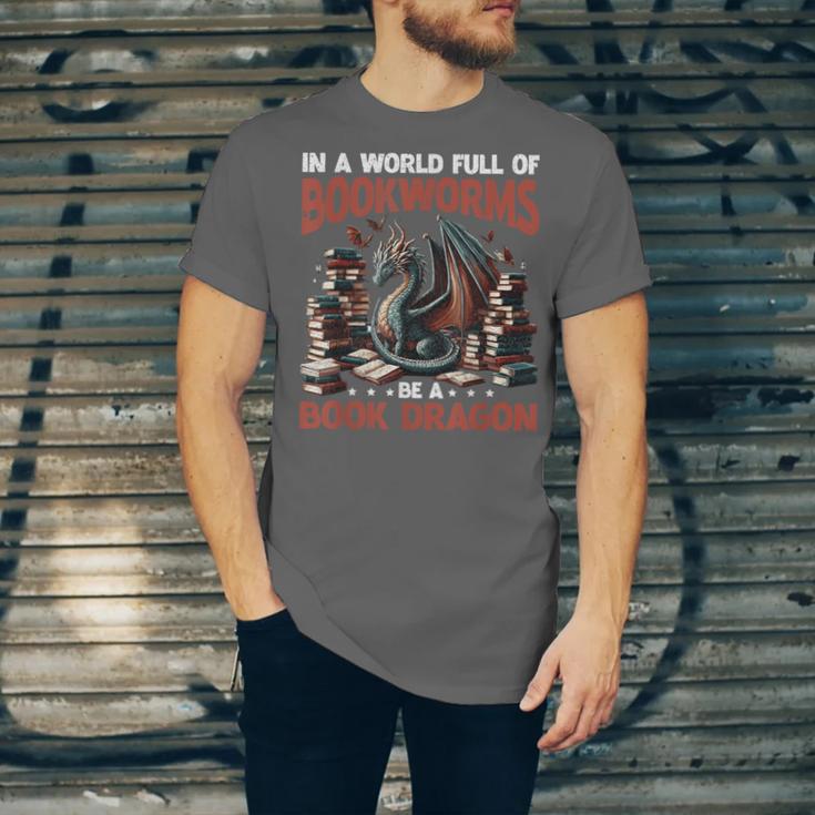 Dragon In A World Full Of Bookworms Be A Book Dragon Unisex Jersey T-Shirt Dragon In A World Full Of Bookworms Be A Book Dragon Unisex Jersey T-Shirt