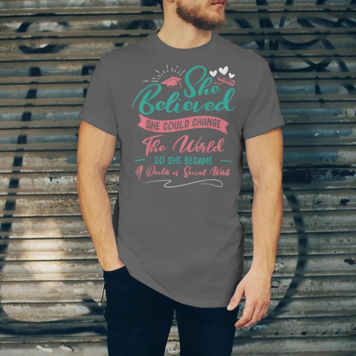 DSW Graduation So She Became A Doctor Of Social Work Unisex Jersey T-Shirt