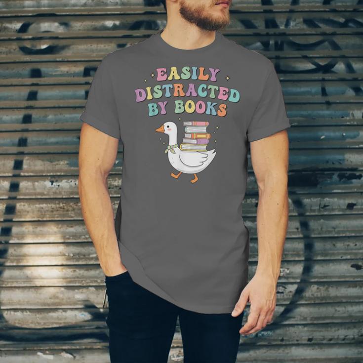 Easily Distracted By Books Silly-Goose Bookish Library Read Unisex Jersey T-Shirt